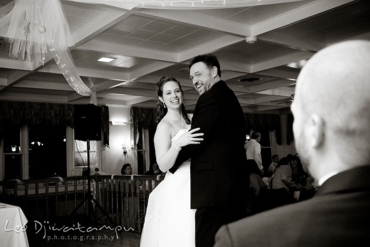 Groom watching bride's first dance with her father. Kitty Knight House Georgetown Chestertown MD Wedding Photographer