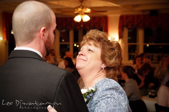 Groom and mother of groom dancing. Kitty Knight House Georgetown Chestertown MD Wedding Photographer