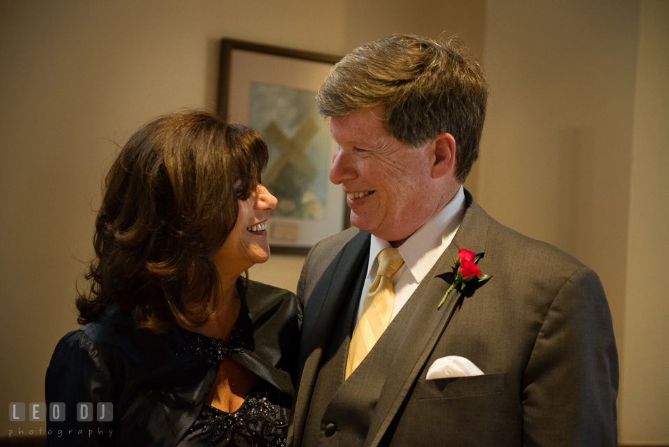 Mother and Father of the Groom smiling together. The Trinity Cathedral wedding, Easton, Eastern Shore, Maryland, by wedding photographers of Leo Dj Photography. http://leodjphoto.com