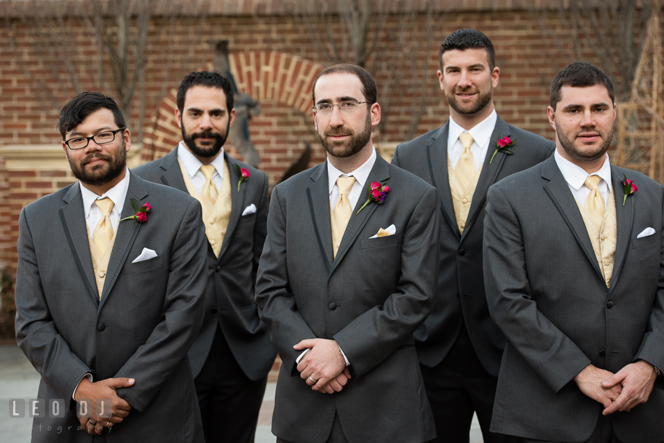 Groom along with his Best Man and Groomsmen. The Tidewater Inn wedding, Easton, Eastern Shore, Maryland, by wedding photographers of Leo Dj Photography. http://leodjphoto.com