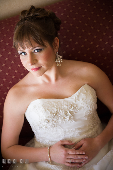 Close up beauty shot of Bride. Kent Island Maryland Matapeake Beach wedding ceremony and getting ready photo, by wedding photographers of Leo Dj Photography. http://leodjphoto.com