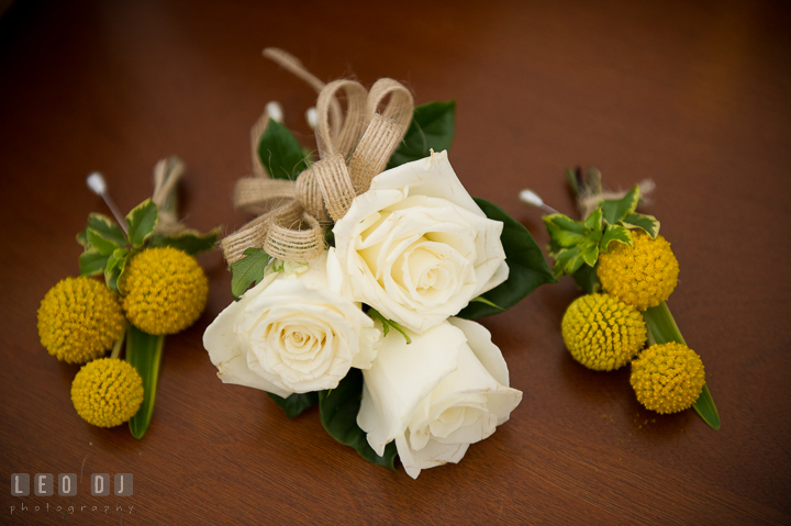 Flower for boutonniere for Groom and Best Man and corsage for Mother of Bride and Groom. Kent Island Maryland Matapeake Beach wedding ceremony and getting ready photo, by wedding photographers of Leo Dj Photography. http://leodjphoto.com