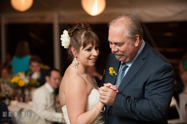 Father of the Bride and daughter dance. Kent Island Maryland Matapeake Beach wedding reception party and romantic session photo, by wedding photographers of Leo Dj Photography. http://leodjphoto.com