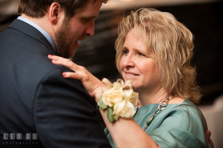 Mother of the Groom and son dance. Kent Island Maryland Matapeake Beach wedding reception party and romantic session photo, by wedding photographers of Leo Dj Photography. http://leodjphoto.com