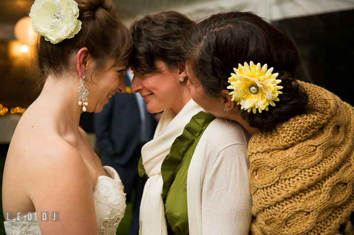 Bride, Bridesmaid and Maid of Honor smiling together. Kent Island Maryland Matapeake Beach wedding reception party and romantic session photo, by wedding photographers of Leo Dj Photography. http://leodjphoto.com