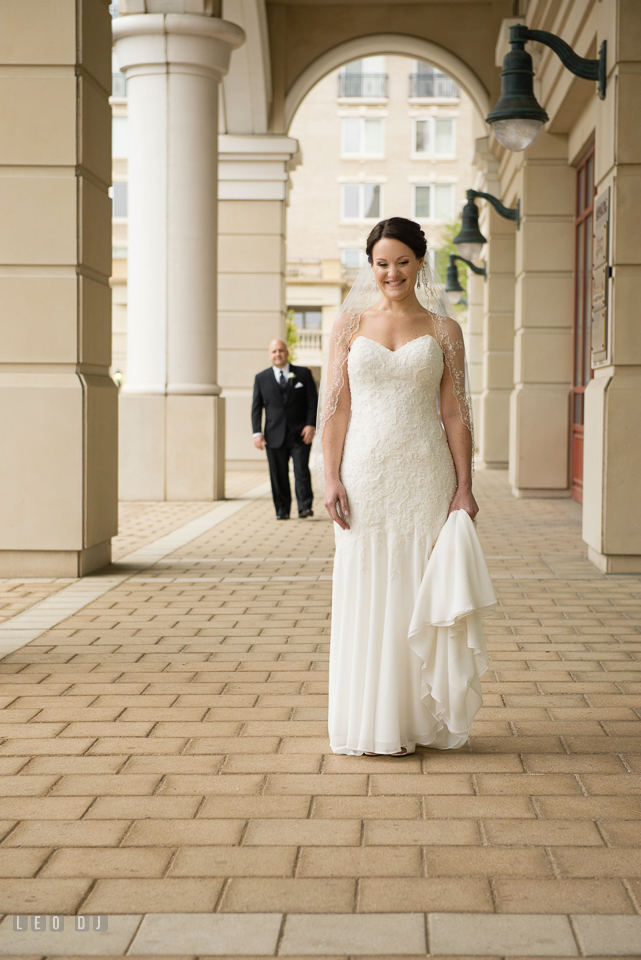 Westin Annapolis Hotel bride waiting for groom for first look photo by Leo Dj Photography