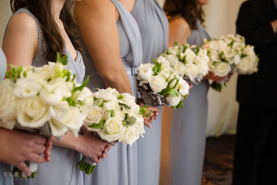 Westin Annapolis Hotel bridesmaids holding rose bouquets designed by Florist Blue Vanda Designs photo by Leo Dj Photography