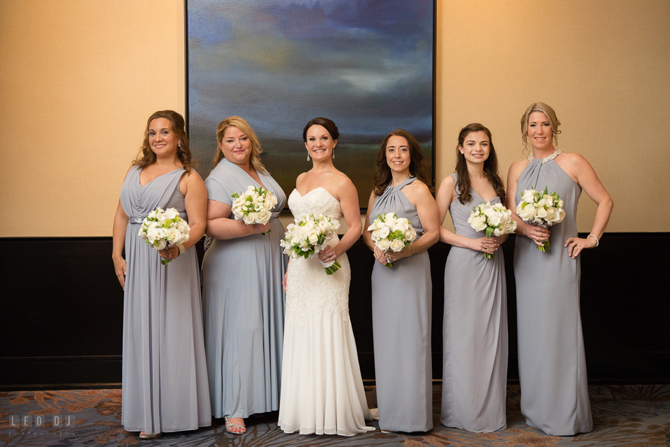 Westin Annapolis Hotel Bride, Maid of Honor and Bridesmaids with flower bouquets photo by Leo Dj Photography