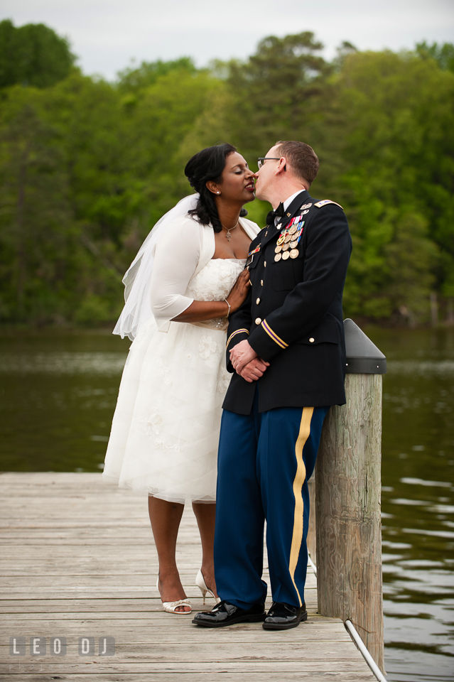 Bride and Groom almost kissed on the boat dock. Aspen Wye River Conference Centers wedding at Queenstown Maryland, by wedding photographers of Leo Dj Photography. http://leodjphoto.com