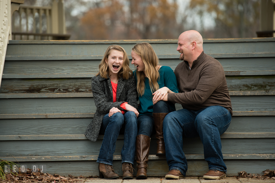 Quiet Waters Park Annapolis Maryland engaged girl with daughter and fiance laughing together photo by Leo Dj Photography.