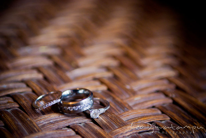 Engagement ring and wedding bands. Kitty Knight House Georgetown Maryland wedding photos by photographers of Leo Dj Photography.