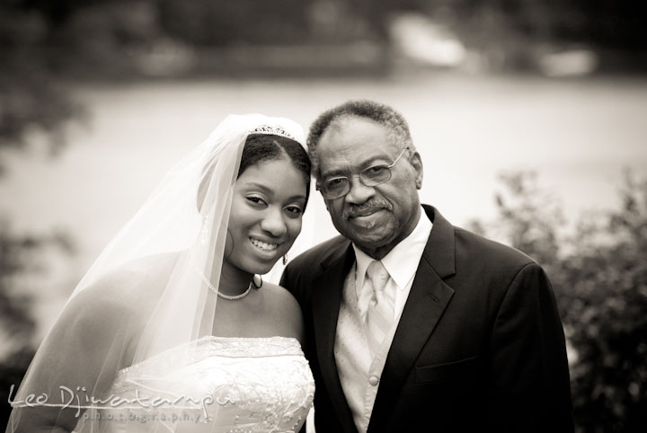 Bride's portrait with grandfather. Kitty Knight House Georgetown Maryland wedding photos by photographers of Leo Dj Photography.
