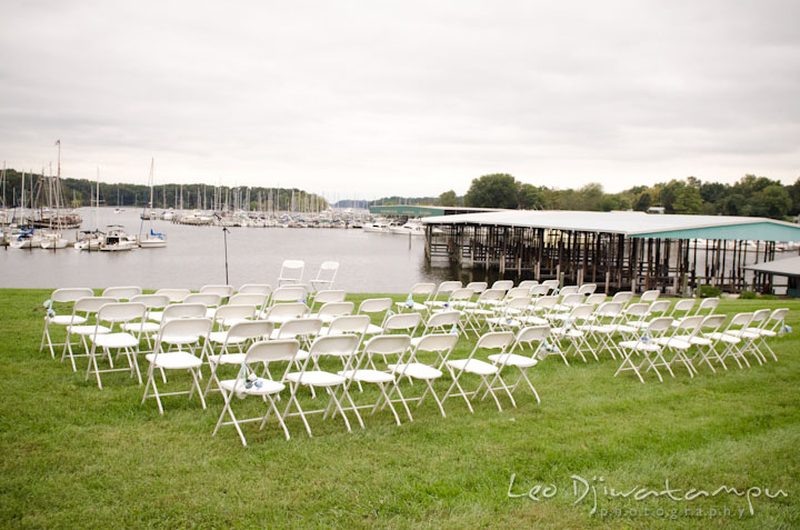 Ceremony location setting. Kitty Knight House Georgetown Maryland wedding photos by photographers of Leo Dj Photography.