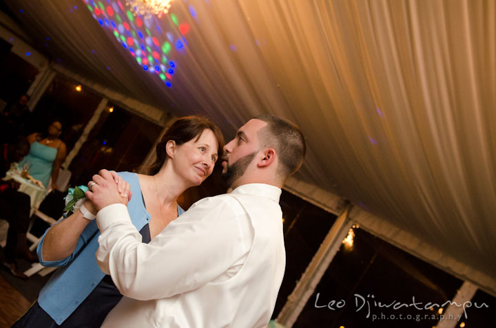 Groom dancing with aunt. Kitty Knight House Georgetown Maryland wedding photos by photographers of Leo Dj Photography.