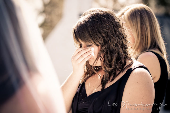 maid of honor shedding tear. Clifton Inn Charlottesville VA Destination Wedding Photographer