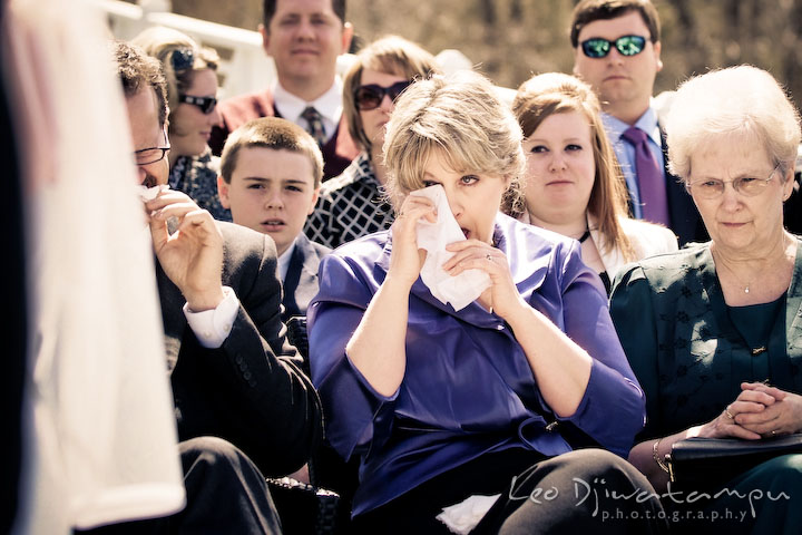 mother of the bride shedding tear. Clifton Inn Charlottesville VA Destination Wedding Photographer