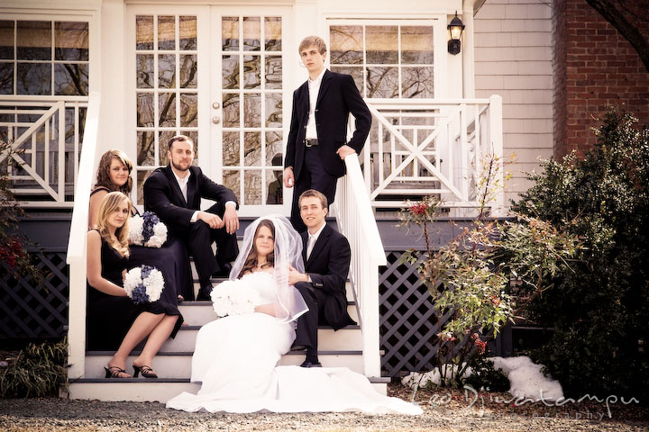 Bride, groom, maid of honor, bridesmaid, best man, groomsman, the party, posing. Clifton Inn Charlottesville VA Destination Wedding Photographer