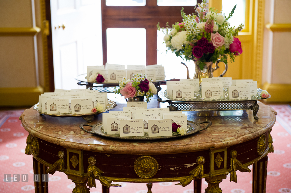 Table assignment placecards for the wedding reception. Aspen Wye River Conference Centers wedding at Queenstown Maryland, by wedding photographers of Leo Dj Photography. http://leodjphoto.com