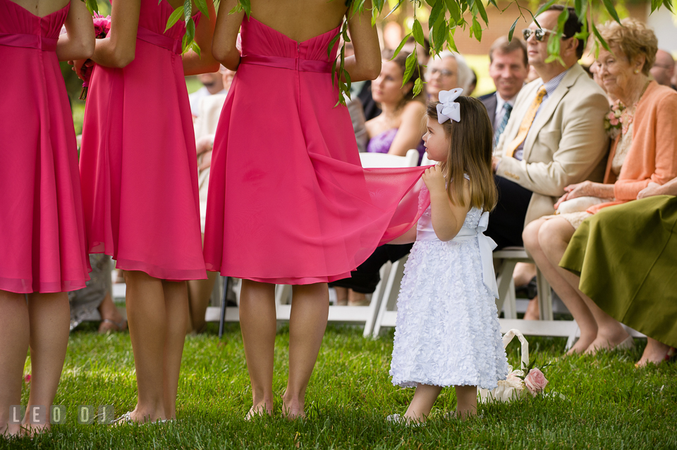 The young flower girl among the Bridesmaids. Aspen Wye River Conference Centers wedding at Queenstown Maryland, by wedding photographers of Leo Dj Photography. http://leodjphoto.com