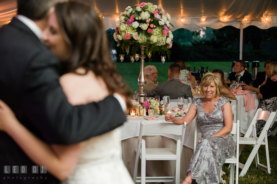 Mother of the Brides looked on during the father-daughter dance. Aspen Wye River Conference Centers wedding at Queenstown Maryland, by wedding photographers of Leo Dj Photography. http://leodjphoto.com