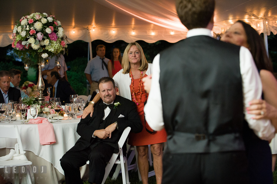 Father of the Groom and aunt watching mother-son dance. Aspen Wye River Conference Centers wedding at Queenstown Maryland, by wedding photographers of Leo Dj Photography. http://leodjphoto.com