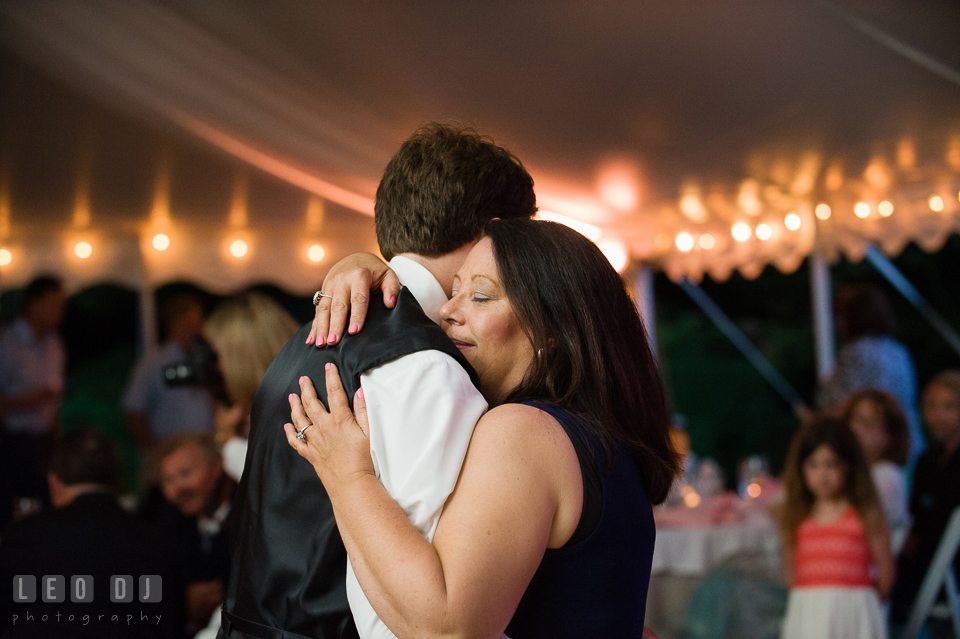 Mother of the Groom dances with her son. Aspen Wye River Conference Centers wedding at Queenstown Maryland, by wedding photographers of Leo Dj Photography. http://leodjphoto.com