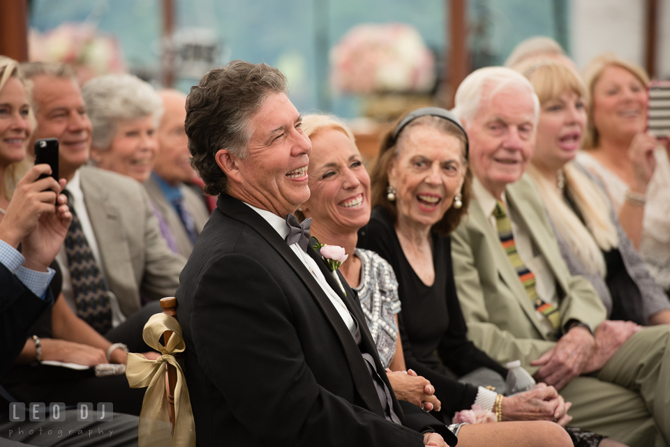 Queenstown Maryland Parent and Grandparents laugh during wedding ceremony photo by Leo Dj Photography