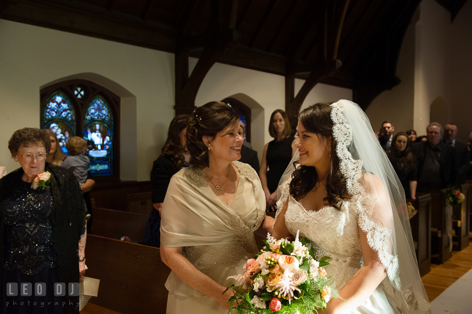 Mother of the Bride meeting her daughter by the altar. The Trinity Cathedral wedding, Easton, Eastern Shore, Maryland, by wedding photographers of Leo Dj Photography. http://leodjphoto.com