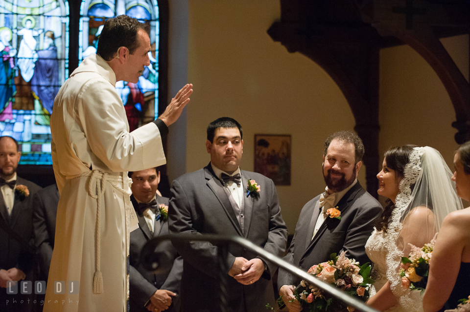 The pastor, The Very Reverend Gregory Powell, giving his advice for the couple. The Trinity Cathedral wedding, Easton, Eastern Shore, Maryland, by wedding photographers of Leo Dj Photography. http://leodjphoto.com