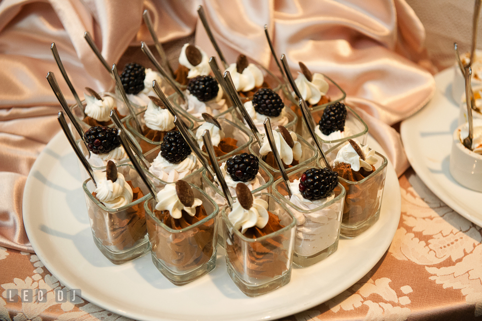 Chocolate mousse dessert. The Tidewater Inn wedding, Easton, Eastern Shore, Maryland, by wedding photographers of Leo Dj Photography. http://leodjphoto.com