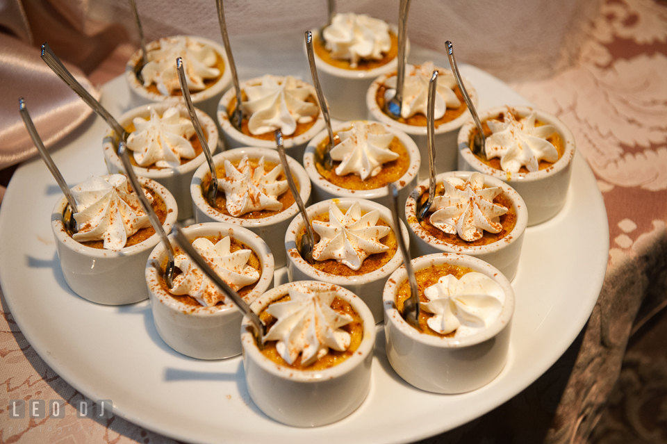 Creme brulee desserts. The Tidewater Inn wedding, Easton, Eastern Shore, Maryland, by wedding photographers of Leo Dj Photography. http://leodjphoto.com