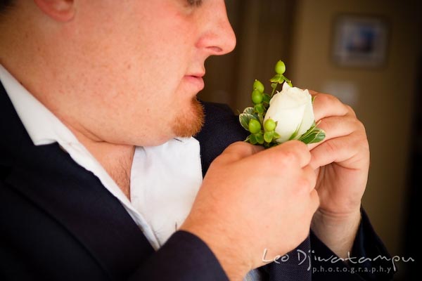 groom white rose flower boutonniere annapolis kent island maryland wedding photography photographers