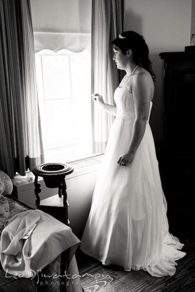 bride by window waiting for guests to come annapolis kent island maryland wedding photography photographers