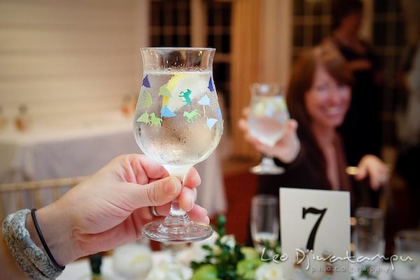 Glass decorated with confetti. Kent Manor Inn Wedding Photography Kent Island MD Photographer