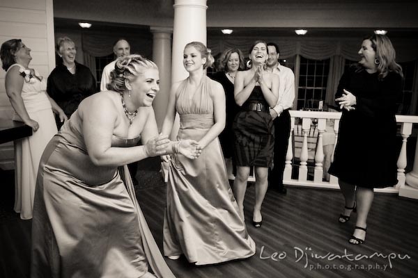 bridesmaid, mother of bride, guests, everyone laughing, having good time. Kent Manor Inn Wedding Photography Kent Island MD Photographer