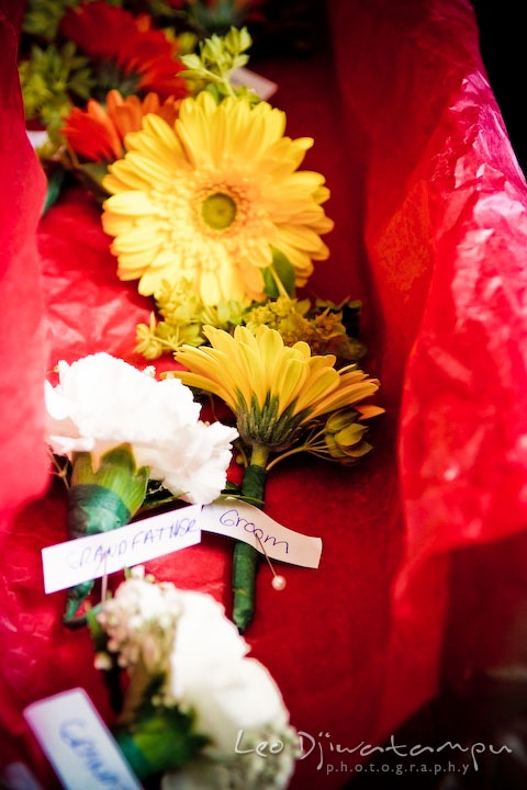 boutonnieres of the groom, best man, grandfather. Kent Island Methodist Church KIUMC Wedding Photographer Maryland