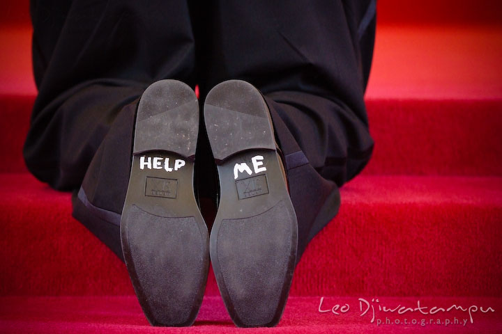 Help me on groom's shoe soles. Kent Island Methodist Church KIUMC Wedding Photographer Maryland