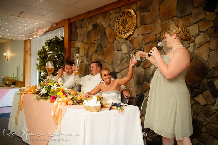 Speech and toast from maid of honor. Kent Island Flowers MD American Legion Wedding Photographer