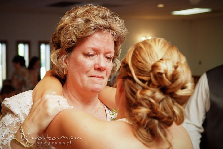 Mother of the bride shed a tear, cried, happy for his daughter. Kent Island Flowers MD American Legion Wedding Photographer