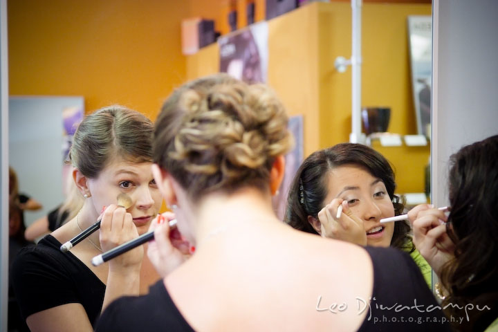 Bridesmaids wearing make up. Stafford Virginia Wedding Photographer