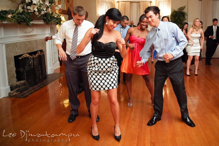 Guests dancing to DJ Casper's Cha Cha Slide. Fredericksburg Square Wedding, Fredericksburg Virginia Wedding Photographer