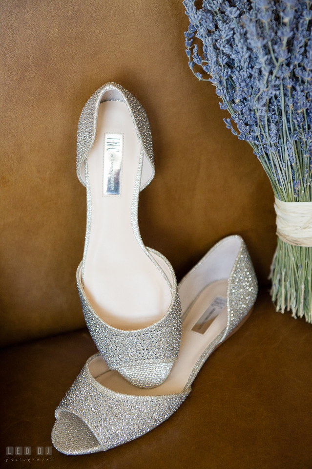 Chesapeake Bay Beach Club brides sparkly shoes photo by Leo Dj Photography