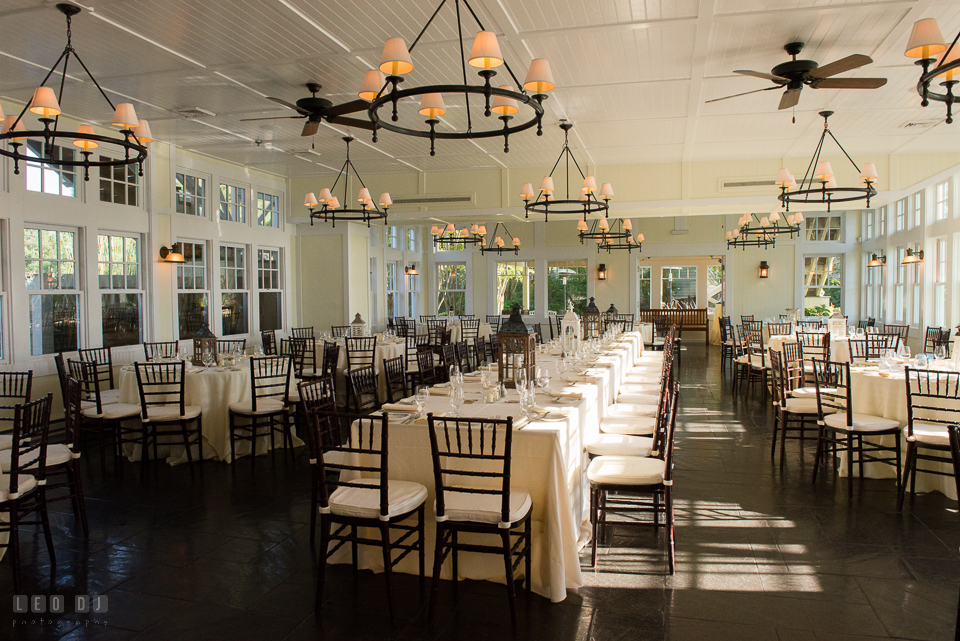 Chesapeake Bay Beach Club Tavern Ballroom with DIY candle lantern decorations photo by Leo Dj Photography