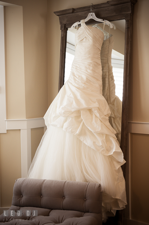 Bride's wedding dress from Bridals by Elena. Kent Island Maryland Chesapeake Bay Beach Club wedding ceremony and getting ready photo, by wedding photographers of Leo Dj Photography. http://leodjphoto.com