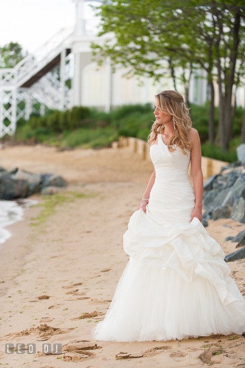 Bride waiting for the Groom for the first glance. Kent Island Maryland Chesapeake Bay Beach Club wedding ceremony and getting ready photo, by wedding photographers of Leo Dj Photography. http://leodjphoto.com