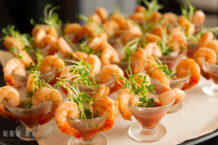 Shrimp cocktail. Kent Island Maryland Chesapeake Bay Beach Club wedding reception party photo, by wedding photographers of Leo Dj Photography. http://leodjphoto.com