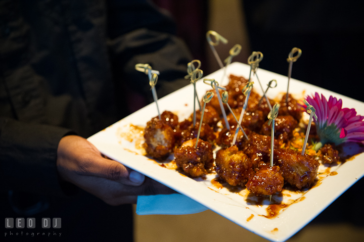 Meatball appetizers for hor d'oeuvres by Biddle Street Catering. Baltimore Museum of Industry wedding photos by photographers of Leo Dj Photography. http://leodjphoto.com