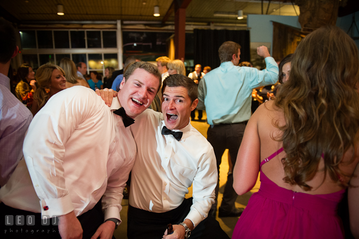 Best Man and Groomsmen happy during dance. Baltimore Museum of Industry wedding photos by photographers of Leo Dj Photography. http://leodjphoto.com