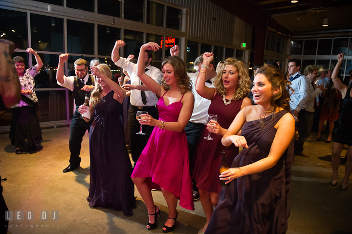 Guests dancing to Gangnam Style song. Baltimore Museum of Industry wedding photos by photographers of Leo Dj Photography. http://leodjphoto.com