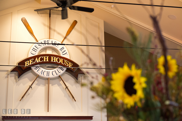 Beach house ballroom with logo. Chesapeake Bay Beach Club wedding bridal testing photos by photographers of Leo Dj Photography. http://leodjphoto.com